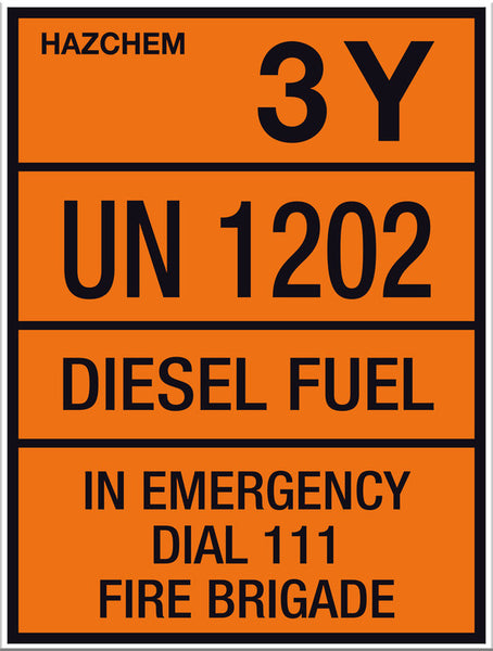 Hazchem Diesel UN1202 Small Sign – Markit Graphics