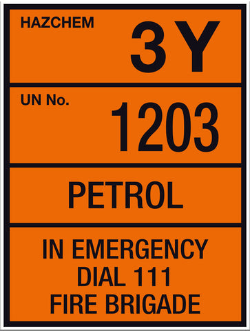 Hazchem Petrol UN1203 Small Sign - Markit Graphics