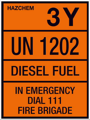 Hazchem Diesel UN1202 Large Sign - Markit Graphics