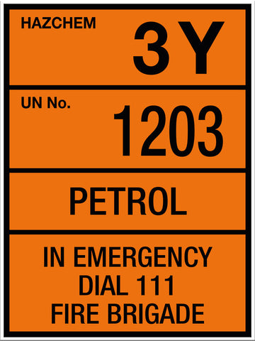 Hazchem Petrol UN1203 Large Sign - Markit Graphics