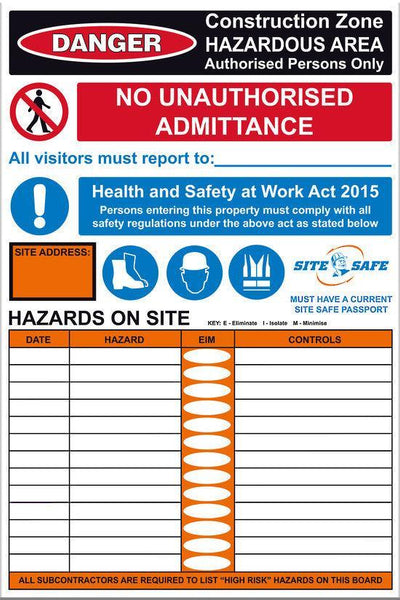 Site Safe 2 Sign-PVC Safety Sign-Markit Graphics Made in NZ