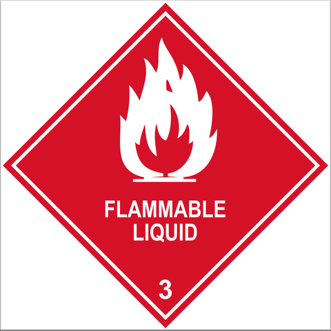 Flammable Liquid 3 Labels - 10 Pack