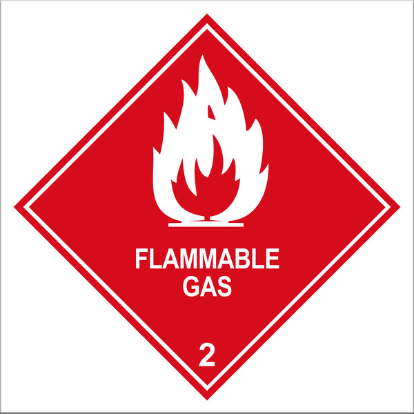 Flammable Gas Class 2 Labels - 10 Pack-Dangerous Goods Self Adhesive Labels-HSNO Compliant-Markit Graphics